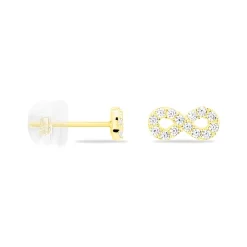 Boucles D'oreilles Puces Fannelle Infini Or Jaune Oxyde De Zirconium-Histoire d'Or Online