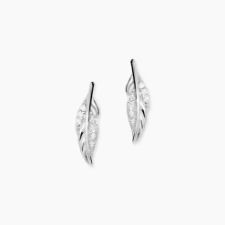 Histoire d'Or Boucles D'oreilles Puces Feath Argent Blanc Oxyde De Zirconium