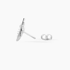 Histoire d'Or Boucles D'oreilles Puces Feath Argent Blanc Oxyde De Zirconium