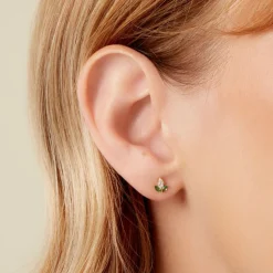 Boucles D'Oreilles Puces Firenze Or Jaune Oxyde De Zirconium-Histoire d'Or Outlet