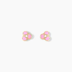 Histoire d'Or Boucles D'oreilles Puces Fleur Rose Or Jaune