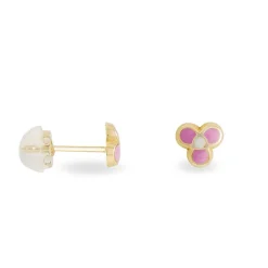Histoire d'Or Boucles D'oreilles Puces Fleur Rose Or Jaune