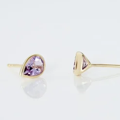 Histoire d'Or Boucles D'oreilles Puces Fassia Or Jaune Amethyste