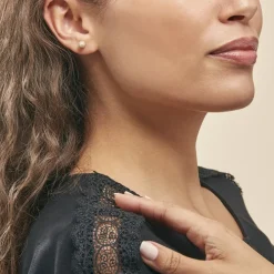 Histoire d'Or Boucles D'oreilles Puces Fidelia Boule Sablee Or Jaune