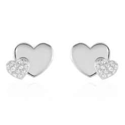 Boucles D'oreilles Puces Flamen Argent Blanc Oxyde De Zirconium-Histoire d'Or Discount