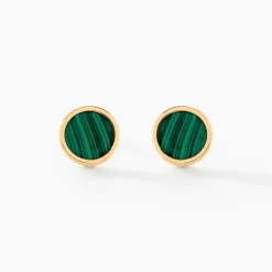 Histoire d'Or Boucles D'oreilles Puces Florica Or Jaune Malachite