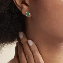 Histoire d'Or Boucles D'oreilles Puces Florica Or Jaune Malachite