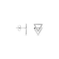 Boucles D'oreilles Puces Glorya Argent Blanc Oxyde De Zirconium-Histoire d'Or Online