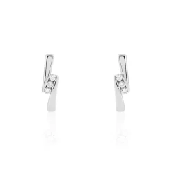 Histoire d'Or Boucles D'oreilles Puces Galya Or Blanc Diamant