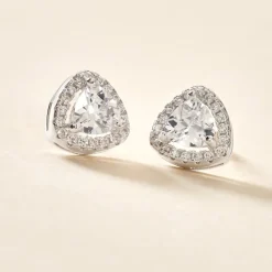 Histoire d'Or Boucles D'oreilles Puces Gorka Argent Blanc Oxyde De Zirconium