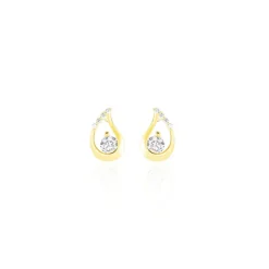 Boucles D'oreilles Puces Helie Goutte Or Jaune Oxyde De Zirconium-Histoire d'Or Sale