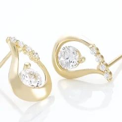 Boucles D'oreilles Puces Helie Goutte Or Jaune Oxyde De Zirconium-Histoire d'Or Sale