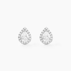 Boucles D'oreilles Puces Hildana Or Blanc Oxyde De Zirconium-Histoire d'Or Clearance