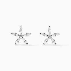 Histoire d'Or Boucles D'oreilles Puces Horcia Or Blanc Oxyde De Zirconium