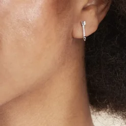 Boucles D'oreilles Puces Harrow Argent Blanc Oxyde De Zirconium-Histoire d'Or