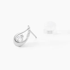 Histoire d'Or Boucles D'oreilles Puces Helie Goutte Or Blanc Oxyde De Zirconium