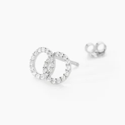 Histoire d'Or Boucles D'oreilles Puces Iwa Argent Blanc Oxyde De Zirconium