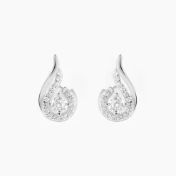 Boucles D'oreilles Puces Indian Drop Argent Blanc Oxyde De Zirconium-Histoire d'Or New
