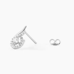 Boucles D'oreilles Puces Indian Drop Argent Blanc Oxyde De Zirconium-Histoire d'Or New