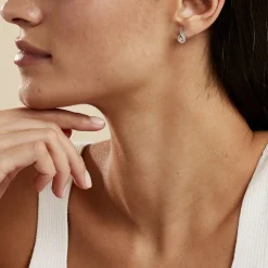 Boucles D'oreilles Puces Indian Drop Argent Blanc Oxyde De Zirconium-Histoire d'Or New