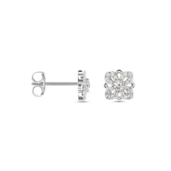Boucles D'oreilles Puces Isia Argent Blanc Oxyde De Zirconium-Histoire d'Or Clearance