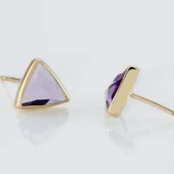 Histoire d'Or Boucles D'oreilles Puces Juliete Or Jaune Amethyste