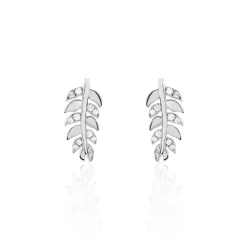 Boucles D'oreilles Puces Jade Argent Blanc Oxyde De Zirconium-Histoire d'Or Best