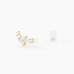 Histoire d'Or Boucles D'Oreilles Puces Katri Or Jaune Perle De Culture Oxyde De Zirconium