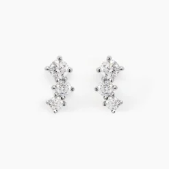 Histoire d'Or Boucles D'oreilles Puces Kyoto Or Blanc Oxyde De Zirconium