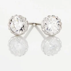 Boucles D'oreilles Puces Kadidia Or Blanc Oxyde De Zirconium-Histoire d'Or