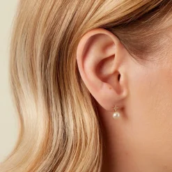 Histoire d'Or Boucles D'Oreilles Puces Kalpana Or Jaune Perle De Culture Oxyde De Zirconium