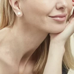 Boucles D'oreilles Puces Kesya Nacres Bouton Or Jaune Perle De Culture-Histoire d'Or Clearance