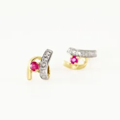 Histoire d'Or Boucles D'oreilles Puces Kirsten Or Jaune Rubis Et Diamant