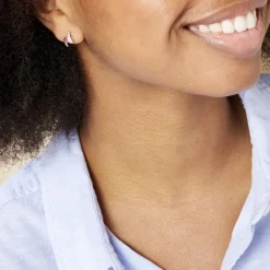 Histoire d'Or Boucles D'oreilles Puces Kirsten Or Jaune Rubis Et Diamant