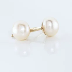 Boucles D'oreilles Puces Kesya Nacres Bouton Or Jaune Perle De Culture-Histoire d'Or Online