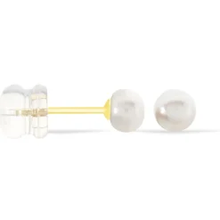 Boucles D'oreilles Puces Kesya Nacres Bouton Or Jaune Perle De Culture-Histoire d'Or New