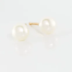 Boucles D'oreilles Puces Kesya Nacres Bouton Or Jaune Perle De Culture-Histoire d'Or New