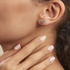 Boucles D'oreilles Puces Klodina Or Blanc Topaze-Histoire d'Or New