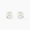 Histoire d'Or Boucles D'oreilles Puces Lucinda Or Blanc Perle De Culture Et Oxyde