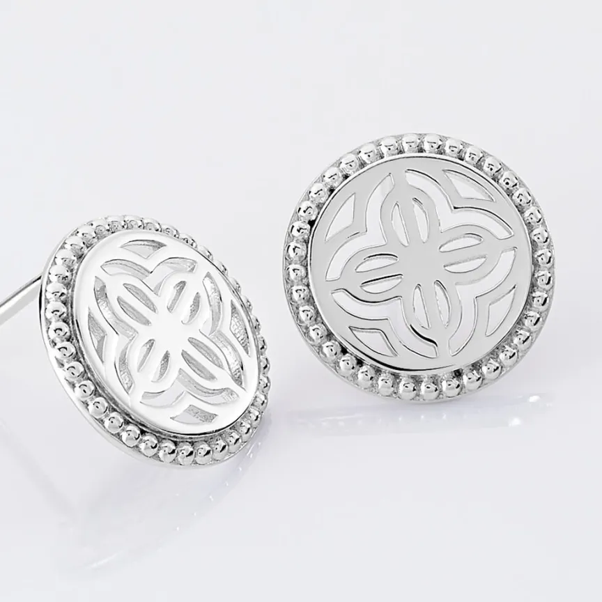 Boucles D'oreilles Puces Celine Argent Blanc-LAETIZIA Online