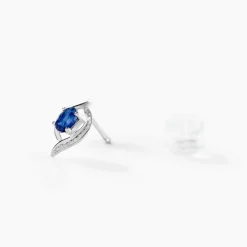 Boucles D'oreilles Puces Lydia Or Blanc Saphir-Histoire d'Or Online