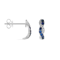 Boucles D'oreilles Puces Ligera Or Blanc Saphir Et Diamant-Histoire d'Or Discount