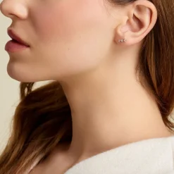 Boucles D'oreilles Puces Lorens Or Jaune Oxyde De Zirconium-Histoire d'Or