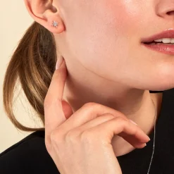 Histoire d'Or Boucles D'oreilles Puces Lysianne Argent Blanc Oxyde De Zirconium