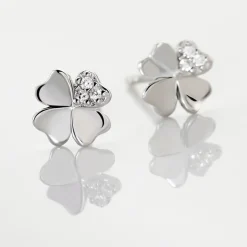 Boucles D'oreilles Puces Luce Argent Blanc Oxyde De Zirconium-Histoire d'Or Discount