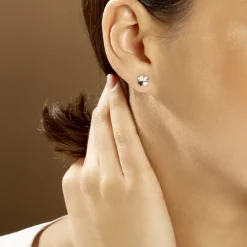 Boucles D'oreilles Puces Luce Argent Blanc Oxyde De Zirconium-Histoire d'Or Discount