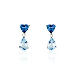 Boucles D'oreilles Puces Lenuta Or Blanc Topaze Bleu Sky Topaze-Histoire d'Or Online