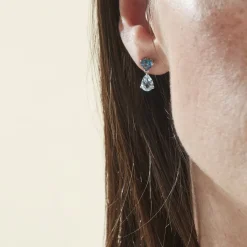Boucles D'oreilles Puces Lenuta Or Blanc Topaze Bleu Sky Topaze-Histoire d'Or Online