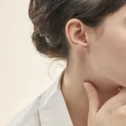 Boucles D'oreilles Puces Luann Or Blanc Topaze-Histoire d'Or