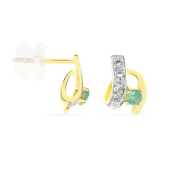 Boucles D'oreilles Puces Loubra Or Jaune Emeraude-Histoire d'Or Best